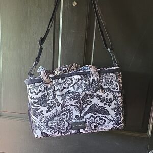 Vera Bradley Navy and White Cooler Lunch Bag with Floral Paisley Print